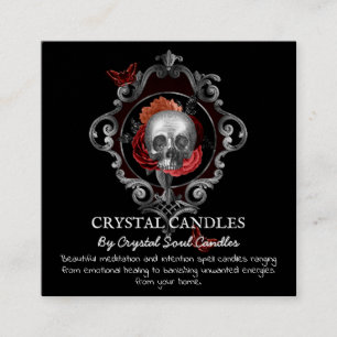Gothic Floral Skull Spell Instruction Square Busin Vierkante Visitekaartje