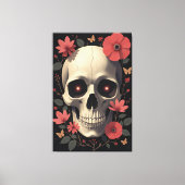 Gothic Floral Skull - Stylized Skull Canvas Afdruk (Voorkant)