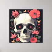 Gothic Floral Skull - Stylized Skull Canvas Afdruk (Voorkant)
