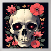 Gothic Floral Skull - Stylized Skull Poster (Voorkant)