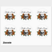 Gothic Floral Skull Trick Or Treat Halloween Ronde Sticker (Vel)
