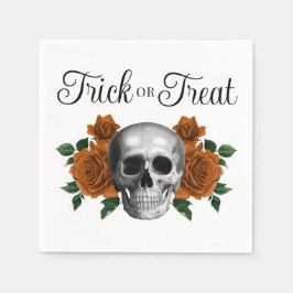 Gothic Floral Skull Trick Or Treat Halloween Servet