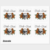 Gothic Floral Skull Trick Or Treat Halloween Vierkante Sticker (Vel)
