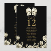 Gothic Floral Skulls Table Number Seating Chart Kaart (Voorkant / Achterkant)