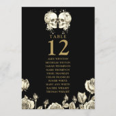 Gothic Floral Skulls Table Number Seating Chart Kaart (Voorkant)