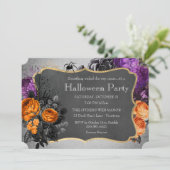 Gothic Floral Spider Halloween Party Kaart (Staand voorkant)