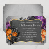Gothic Floral Spider Halloween Party Kaart (Voorkant / Achterkant)