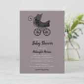 Gothic Floral Stroller Baby shower Invitation Kaart (Staand voorkant)