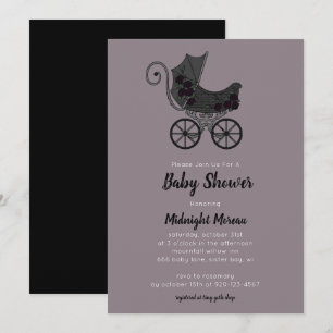 Gothic Floral Stroller Baby shower Invitation Kaart