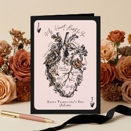 Gothic Floral Vintage Anatomical Heart Valentine Feestdagen Kaart