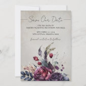 Gothic Floral Waterverf Foto Save the Date Kaart (Voorkant)