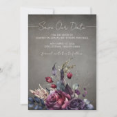 Gothic Floral Waterverf Foto Save the Date Kaart (Voorkant)