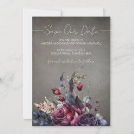 Gothic Floral Waterverf Foto Save the Date Kaart