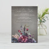 Gothic Floral Waterverf Foto Save the Date Kaart (Staand voorkant)