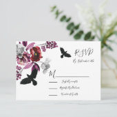Gothic Floral Wedding-antwoordkaarten RSVP (Staand voorkant)