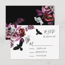 Gothic Floral Wedding-antwoordkaarten RSVP