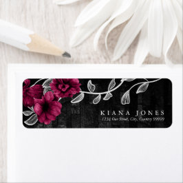 Gothic Floral Wedding Burgundy ID866 Etiket