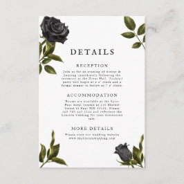 Gothic Floral Wedding Details Informatiekaartje