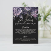 Gothic Floral Wedding Details Informatiekaartje (Staand voorkant)