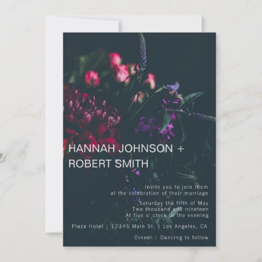 Gothic Floral Wedding Invitation Kaart (Voorkant)
