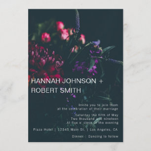Gothic Floral Wedding Invitation Kaart
