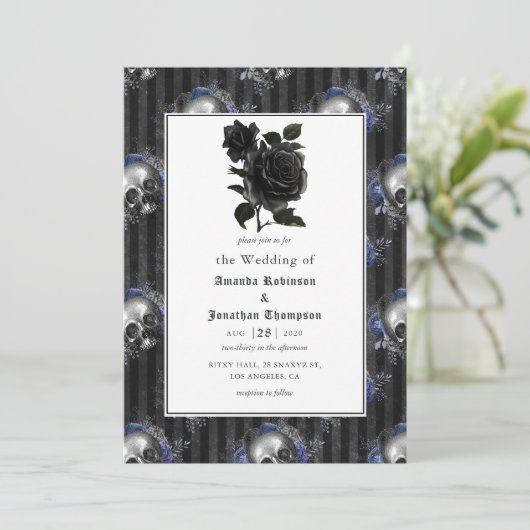  Gothic Floral Wedding Kaart (Staand voorkant)