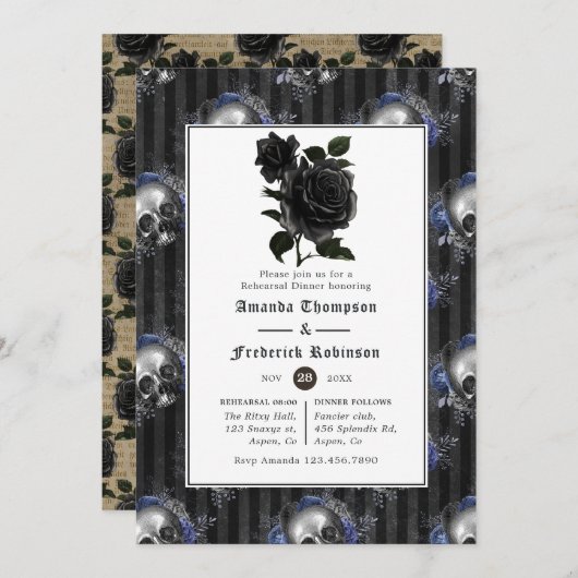  Gothic Floral Wedding Rehearsal Dinner Kaart (Voorkant / Achterkant)