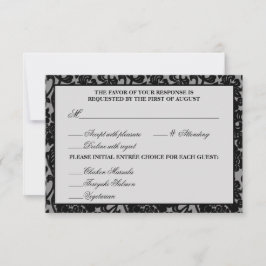 Gothic Flourish Black & Grey Response Kaart