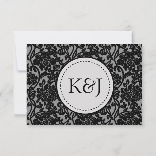 Gothic Flourish Black & Grey Response Kaart (Achterkant)