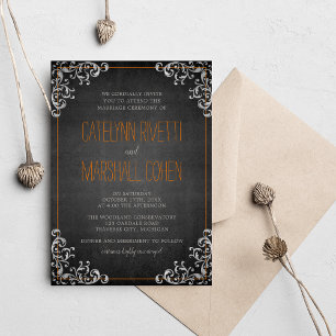 Gothic Flourish Halloween Holiday Dark Wedding Kaart