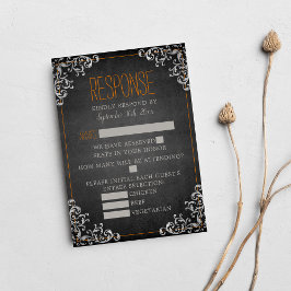 Gothic Flourish Halloween Oranje Holiday Weddensch RSVP Kaartje