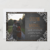 Gothic Flourish Halloween Oranje Holiday Weddensch Save The Date (Voorkant)