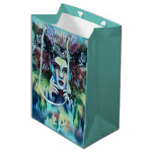 Gothic Flower Fairy Face Blue Fantasy Medium Cadeauzakje (Voorkant Gekanteld)