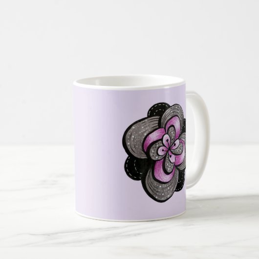 Gothic Flower Paars Black Abstract Floral Koffiemok (Voorkant rechts)