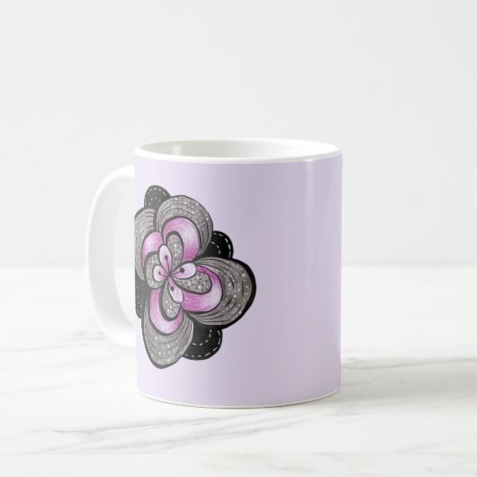 Gothic Flower Paars Black Abstract Floral Koffiemok (Voorkant links)