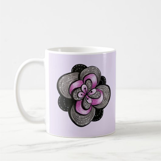 Gothic Flower Paars Black Abstract Floral Koffiemok (Links)