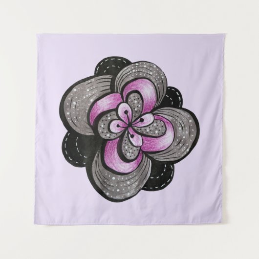 Gothic Flower Paars Black Abstract Floral Wandkleed (Voorkant)