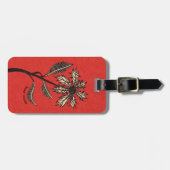 Gothic Flower Retro  Ink Red en Black Bagagelabel (Voorkant horizontaal)