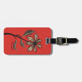 Gothic Flower Retro  Ink Red en Black Bagagelabel