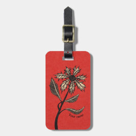 Gothic Flower Retro Ink Red en Black Bagagelabel
