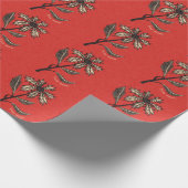Gothic Flower Retro Ink Red en Black Name Cadeaupapier (Hoek)