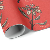 Gothic Flower Retro Ink Red en Black Name Cadeaupapier (Rol Hoek)
