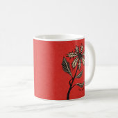 Gothic Flower Retro  Ink Red en Black Name Koffiemok (Voorkant rechts)