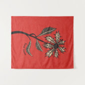 Gothic Flower Retro  Ink Red en Black Name Wandkleed (Voorkant (horizontaal))