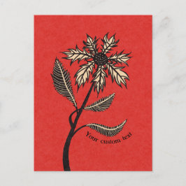Gothic Flower Retro Ink Red en Black Text Briefkaart