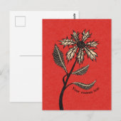 Gothic Flower Retro  Ink Red en Black Text Briefkaart (Voorkant / Achterkant)
