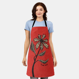 Gothic Flower Retro Ink Red en Black Text Schort