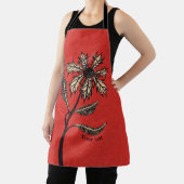 Gothic Flower Retro  Ink Red en Black Text Schort (Insitu)