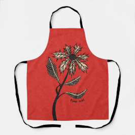 Gothic Flower Retro  Ink Red en Black Text Schort