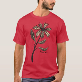 Gothic Flower Retro  Ink Red Text T-S T-shirt